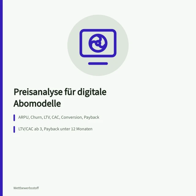 Kennzahlen und Preisstufen für digitale Abomodelle im Überblick. Preisanalyse im Markt für digitale Abomodelle bewerten